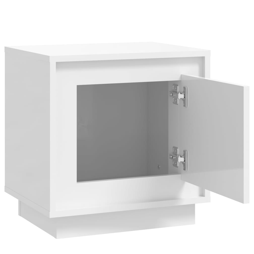 Noptiere 2 buc, alb extralucios, 44x35x45 cm, lemn prelucrat GartenMobel Dekor