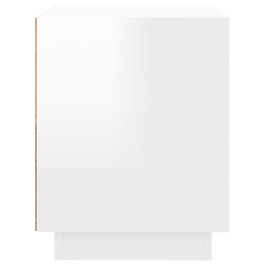 Noptiere 2 buc, alb extralucios, 44x35x45 cm, lemn prelucrat GartenMobel Dekor