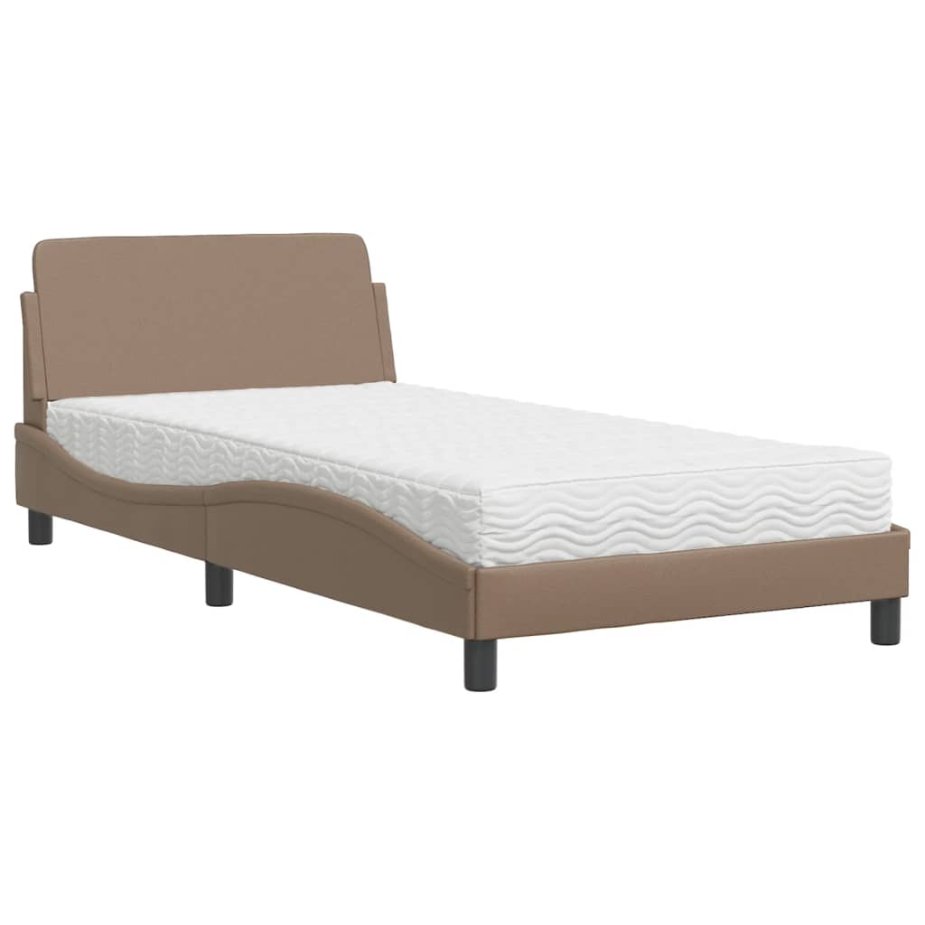 Pat cu saltea, cappuccino, 100x200cm piele ecologică GartenMobel Dekor