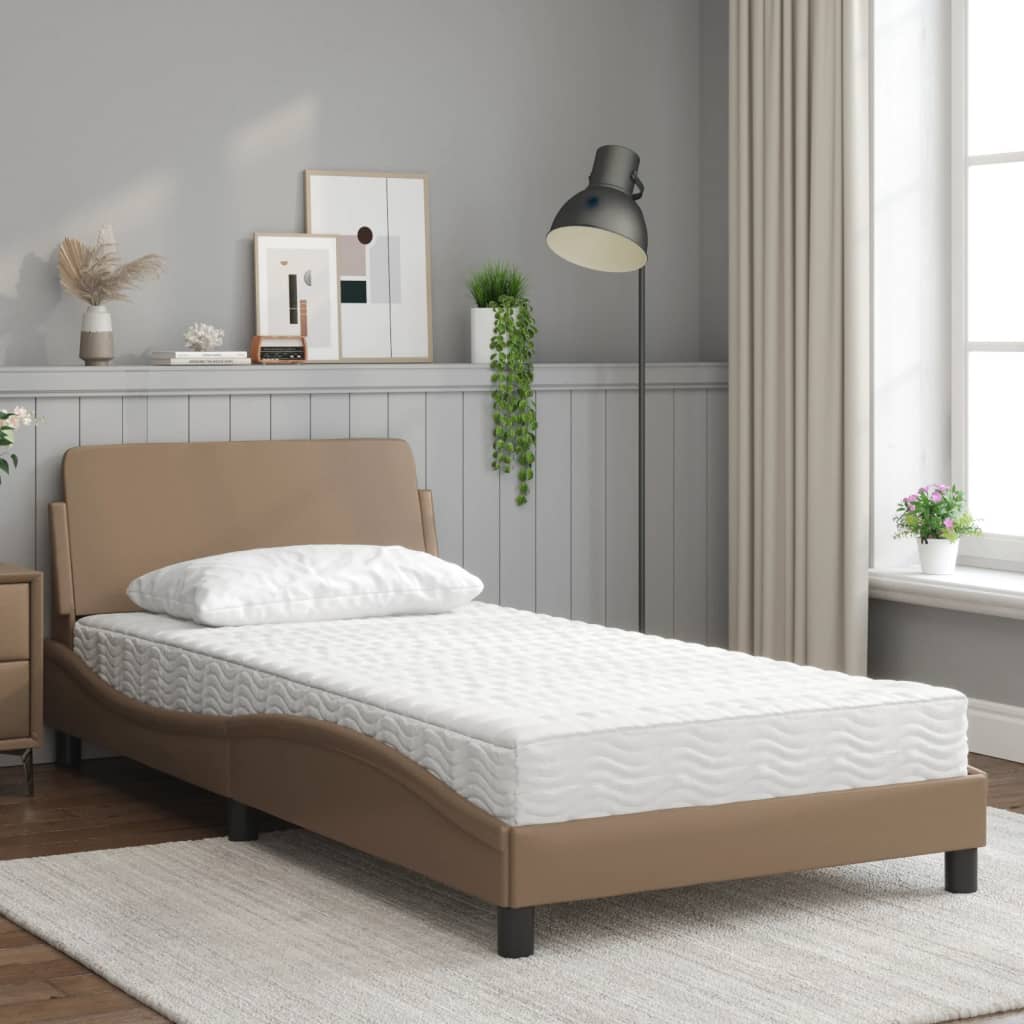 Pat cu saltea, cappuccino, 100x200cm piele ecologică GartenMobel Dekor