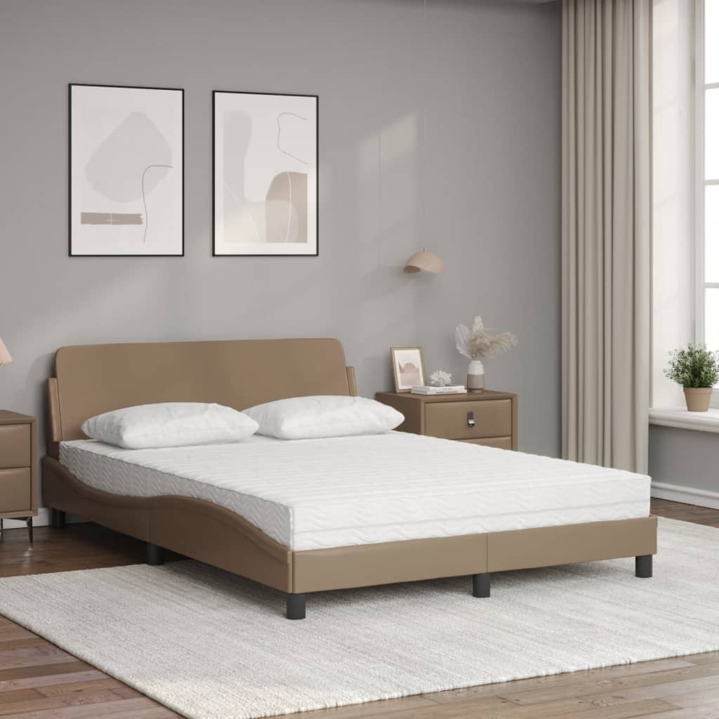 Pat cu saltea, cappuccino, 120x200cm piele ecologică GartenMobel Dekor