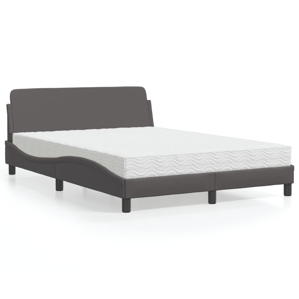 Pat cu saltea, gri, 120x200 cm, piele ecologică GartenMobel Dekor