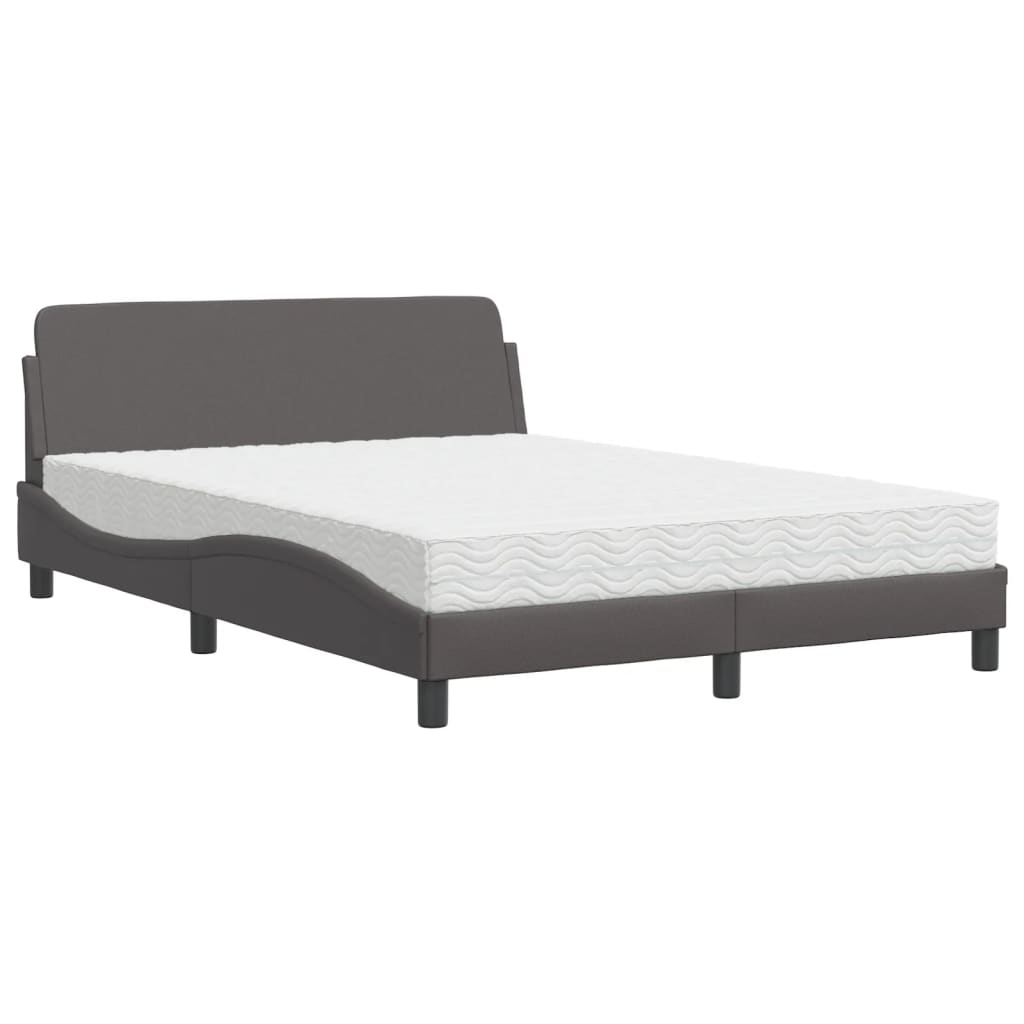 Pat cu saltea, gri, 120x200 cm, piele ecologică GartenMobel Dekor