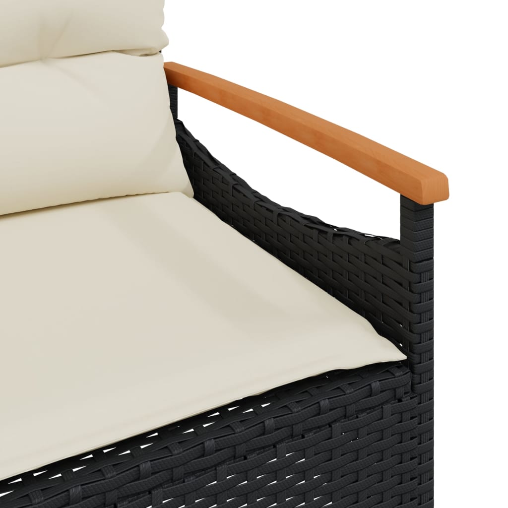 Set mobilier de grădină cu perne, 3 piese, negru, poliratan GartenMobel Dekor