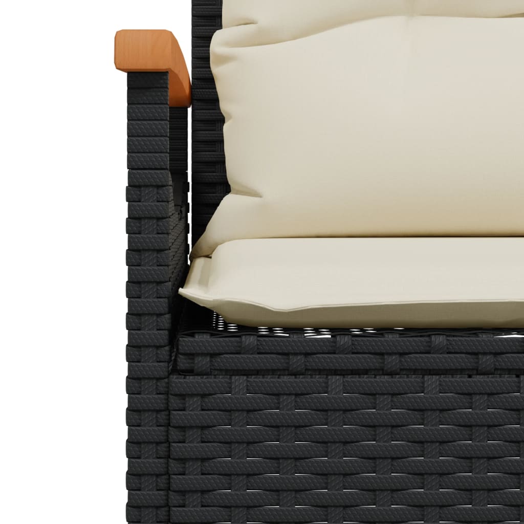 Set mobilier de grădină cu perne, 3 piese, negru, poliratan GartenMobel Dekor