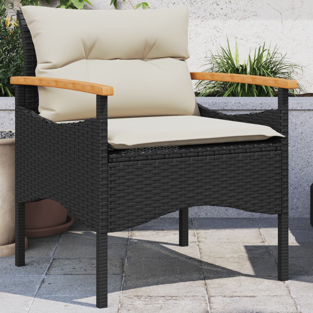 Set mobilier de grădină cu perne, 3 piese, negru, poliratan GartenMobel Dekor