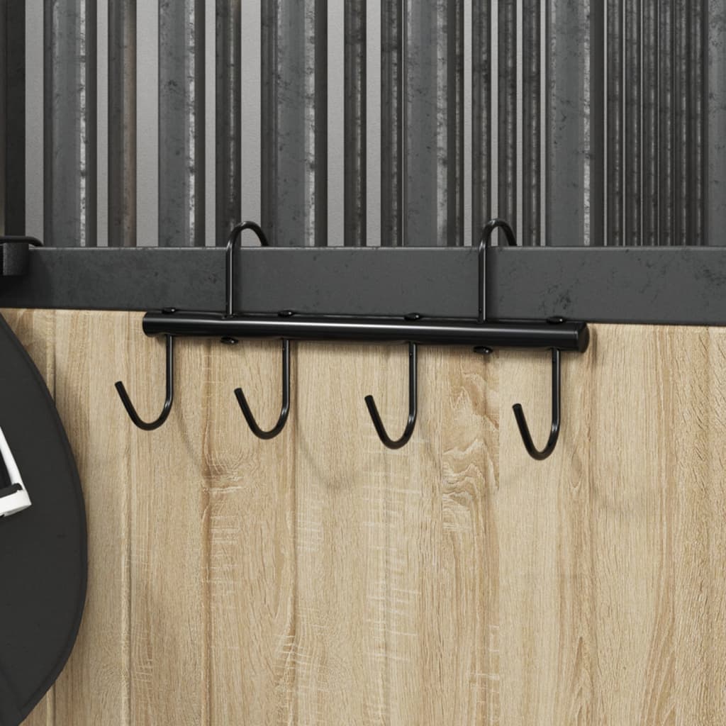 Cuier pentru căpăstru cu 6 cârlige pivotante, negru, oțel GartenMobel Dekor