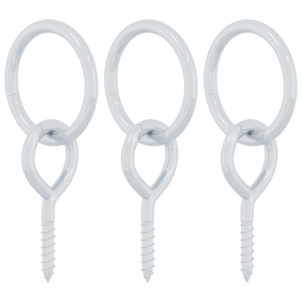 Inele de prindere cu șuruburi și ocheți, 3 buc., argintiu, oțel GartenMobel Dekor
