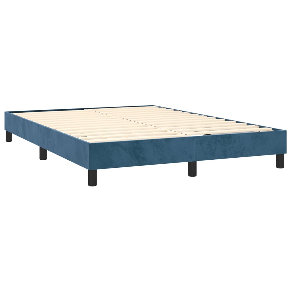 Pat box spring cu saltea, albastru închis, 140x200 cm, catifea GartenMobel Dekor