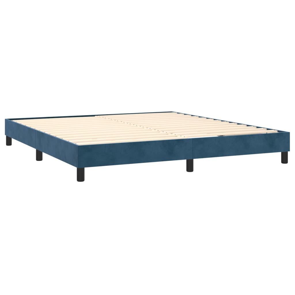 Pat box spring cu saltea, albastru închis, 160x200 cm, catifea GartenMobel Dekor