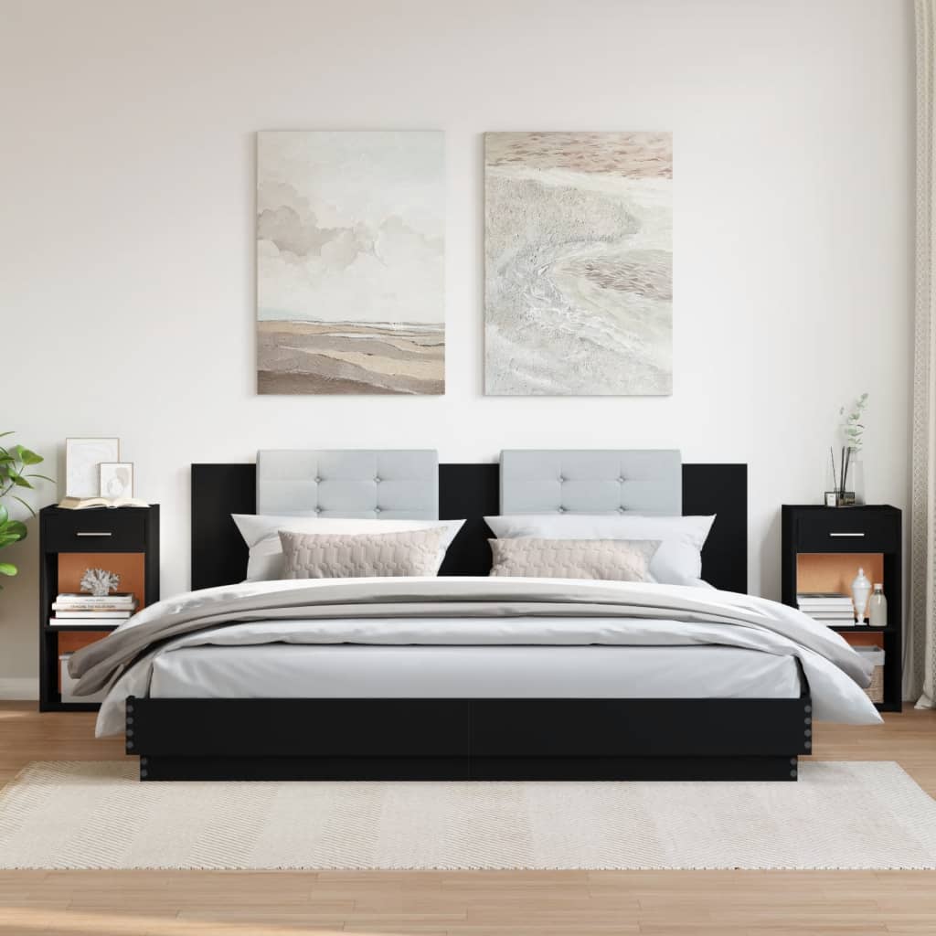 Noptiere, 2 buc., negru, 35x34x65 cm, lemn prelucrat GartenMobel Dekor