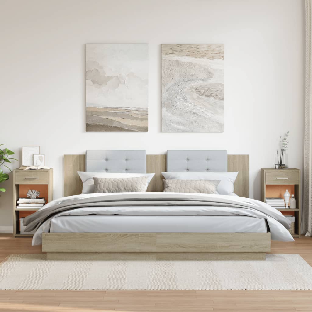 Noptiere, 2 buc., stejar sonoma, 35x34x65 cm, lemn prelucrat GartenMobel Dekor