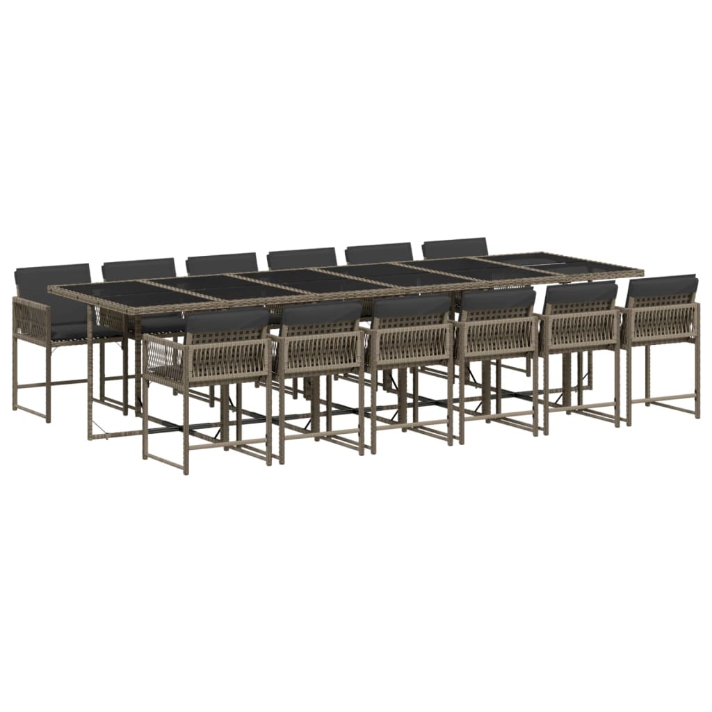 Set mobilier de grădină cu perne, 13 piese, gri, poliratan GartenMobel Dekor