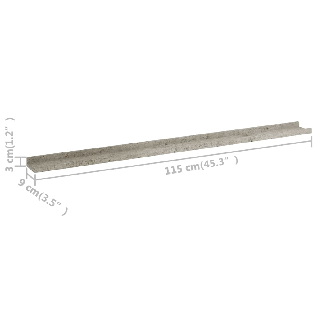 Rafturi de perete, 4 buc., gri beton, 115x9x3 cm GartenMobel Dekor