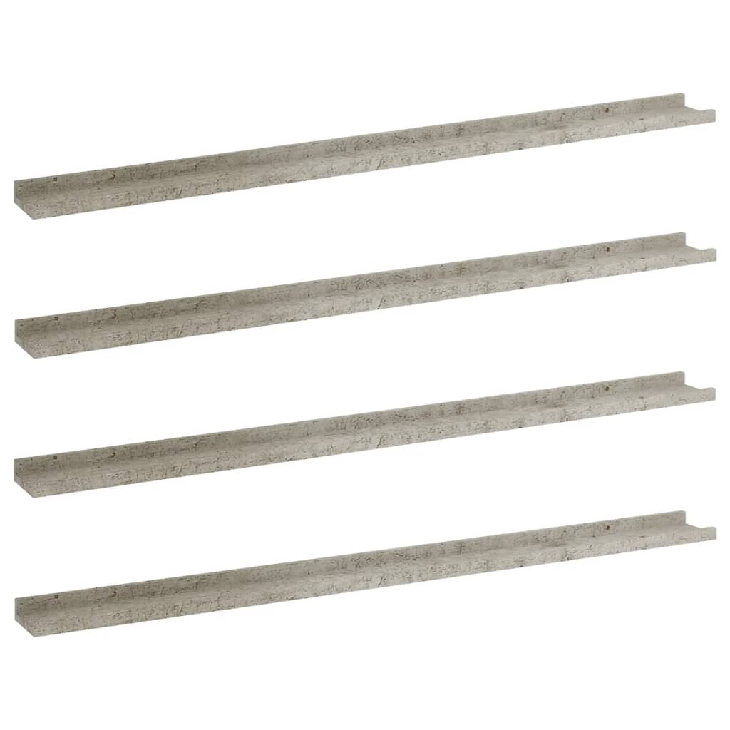 Rafturi de perete, 4 buc., gri beton, 115x9x3 cm GartenMobel Dekor
