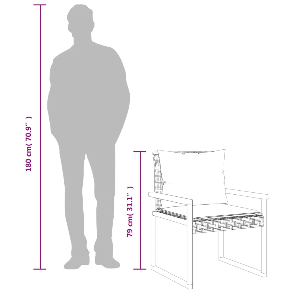 Set bistro cu perne, 3 piese, bej, poliratan și lemn acacia GartenMobel Dekor