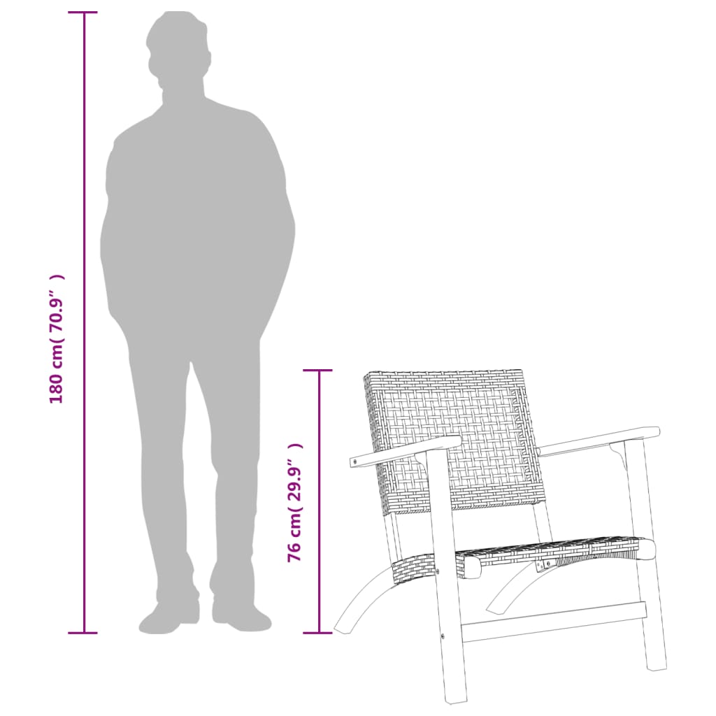 Set mobilier bistro, 3 piese, poliratan bej/lemn de acacia GartenMobel Dekor