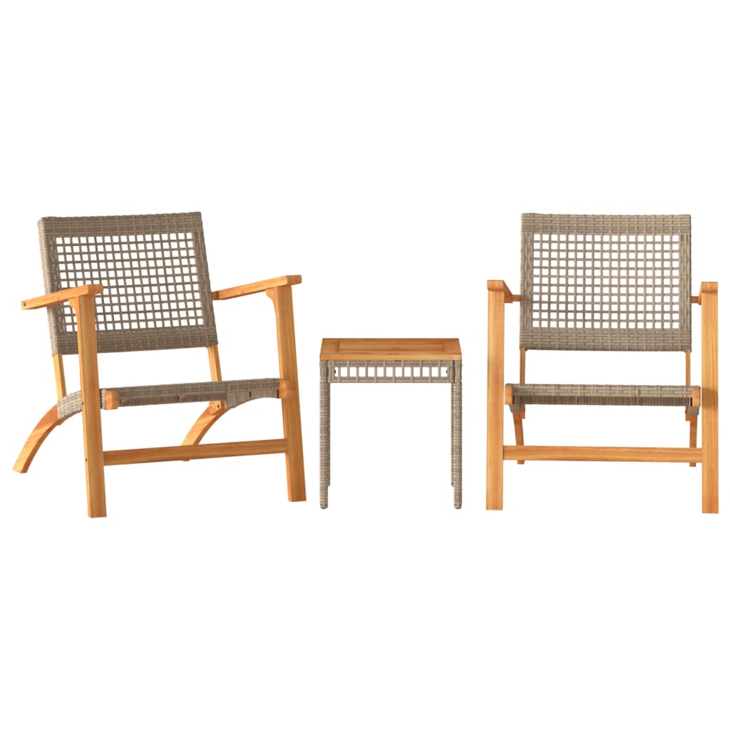Set mobilier bistro, 3 piese, poliratan bej/lemn de acacia GartenMobel Dekor