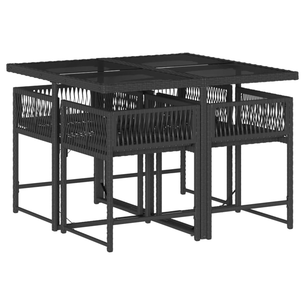 Set mobilier de grădină cu perne, 5 piese, negru, poliratan GartenMobel Dekor