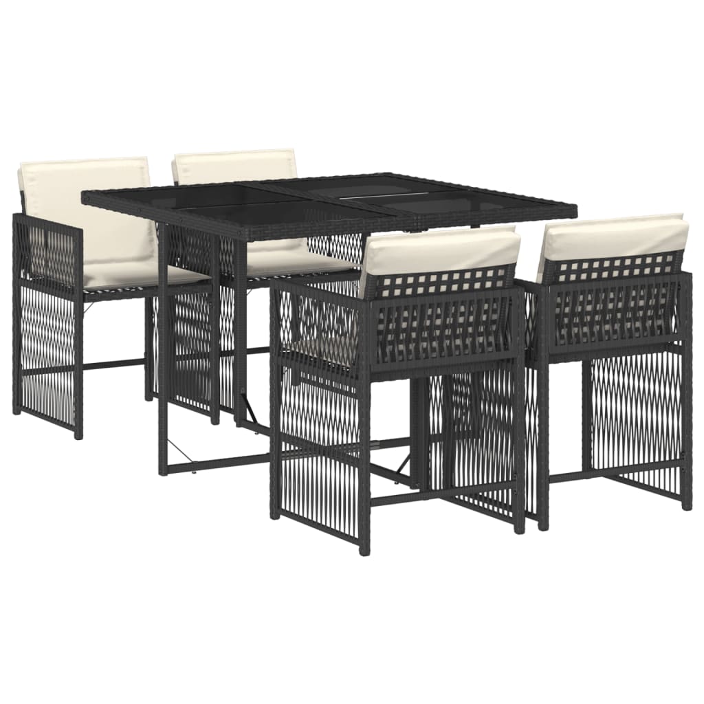 Set mobilier de grădină cu perne, 5 piese, negru, poliratan GartenMobel Dekor