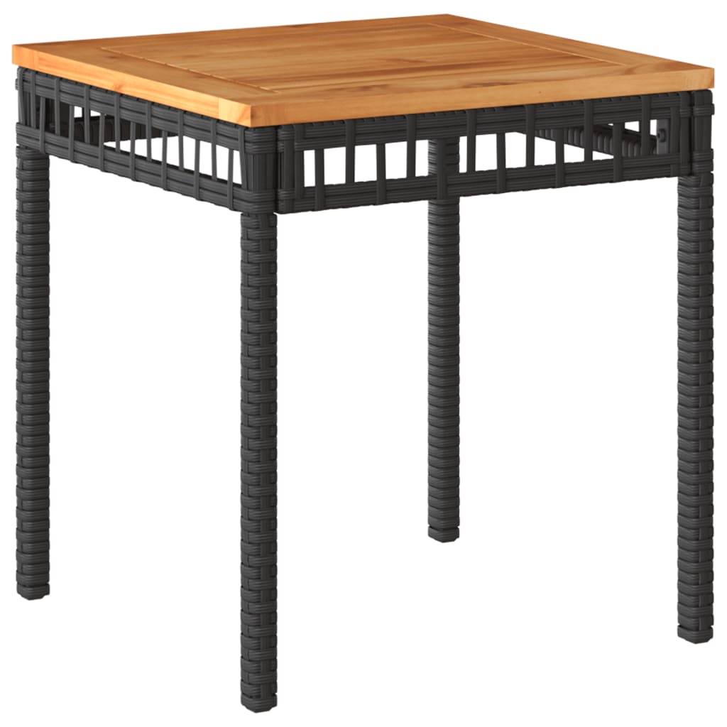 Set mobilier bistro, 3 piese, poliratan negru/lemn de acacia GartenMobel Dekor