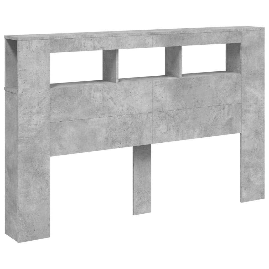 Tăblie de pat cu LED, gri beton, 160x18,5x103,5 cm, lemn GartenMobel Dekor