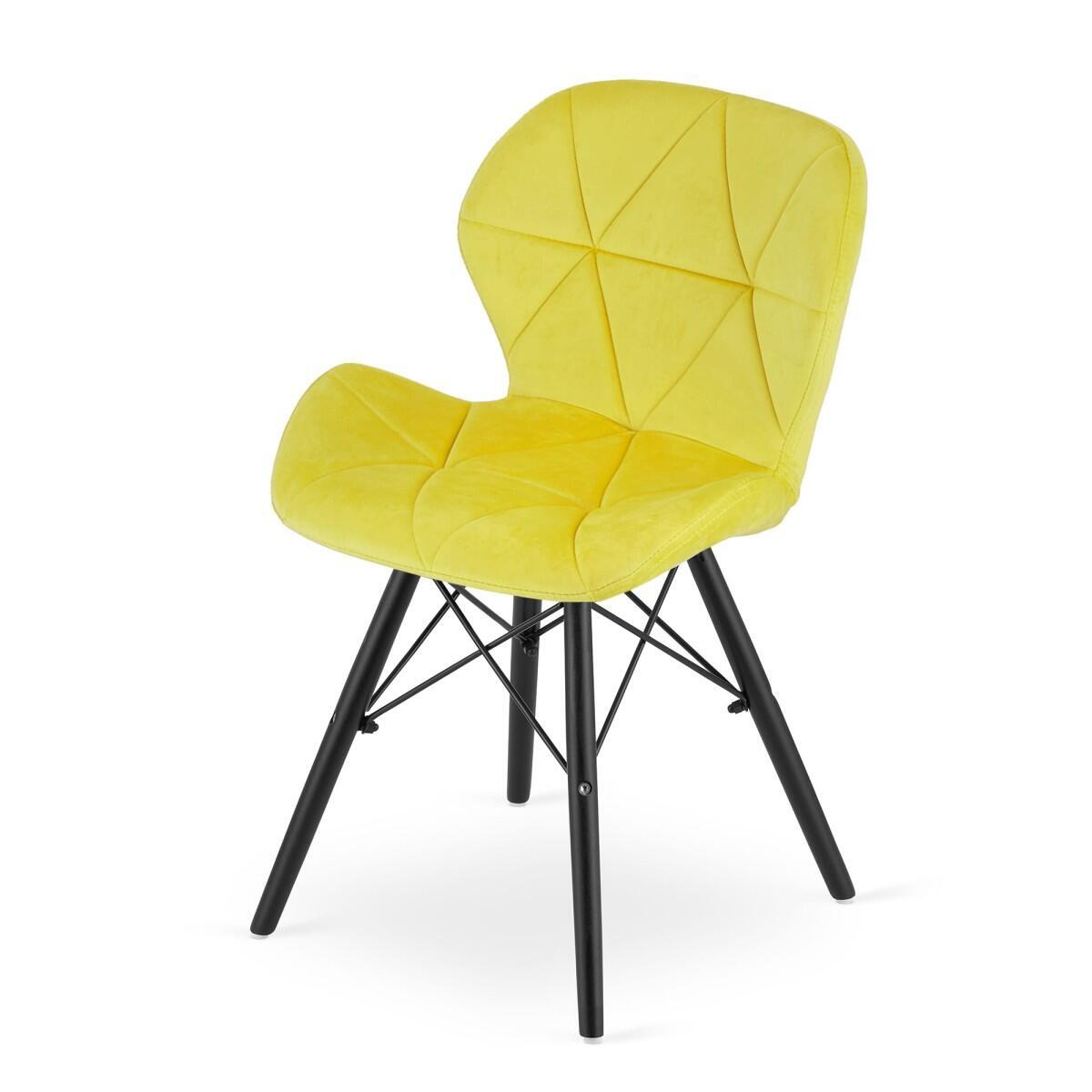 Set 4 scaune stil scandinav, Artool, Lago Velvet, catifea, lemn, galben si negru, 47x52x73.5 cm GartenVIP DiyLine