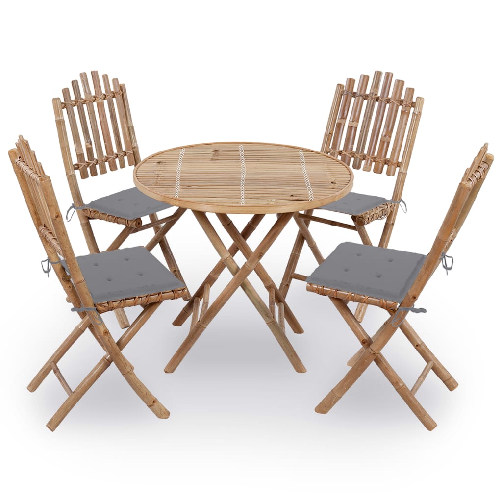 Set mobilier de exterior pliabil, cu perne, 5 piese, bambus GartenMobel Dekor