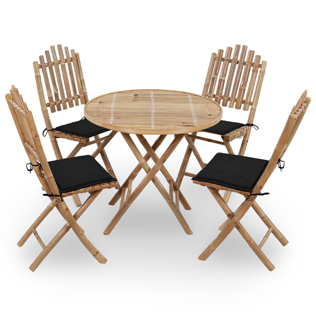 Set mobilier de exterior pliabil, cu perne, 5 piese, bambus GartenMobel Dekor