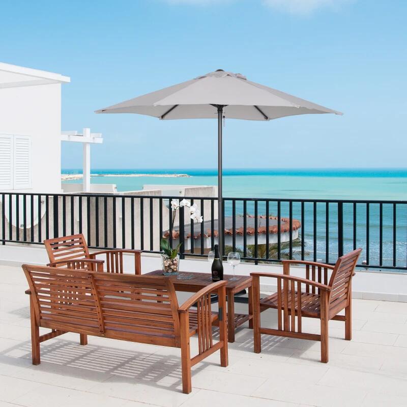 Umbrela gradina/balcon/terasa, semirotunda, cu manivela, stalp aluminiu, gri, 196 cm GartenVIP DiyLine