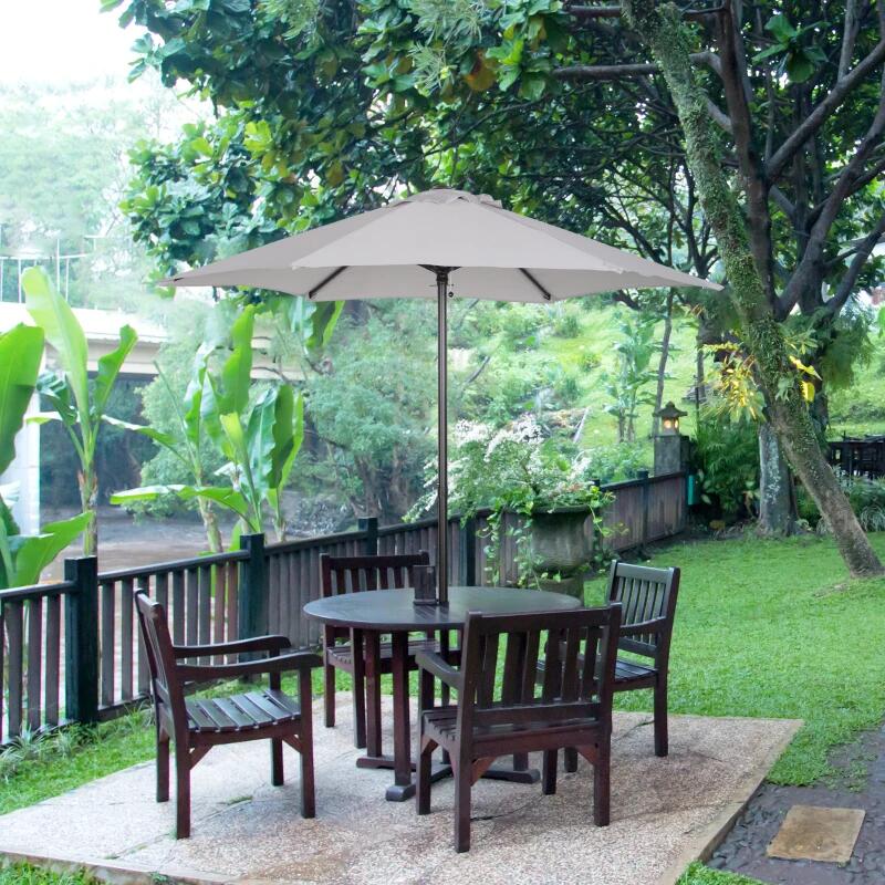 Umbrela gradina/balcon/terasa, semirotunda, cu manivela, stalp aluminiu, gri, 196 cm GartenVIP DiyLine