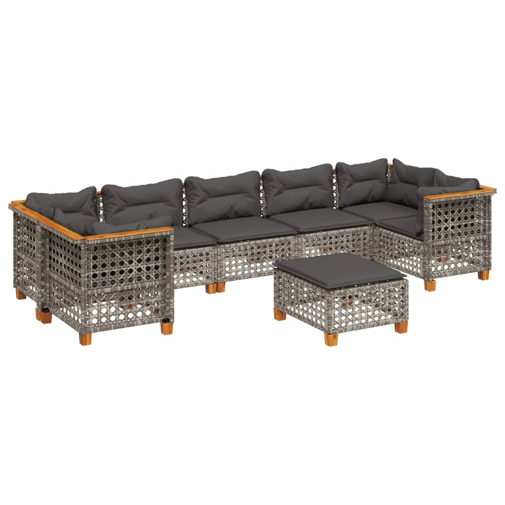 Set canapele de grădină cu perne, 8 piese, gri, poliratan GartenMobel Dekor
