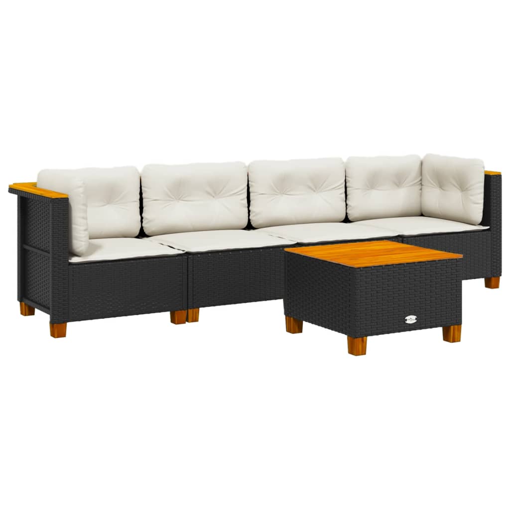 Set mobilier de grădină cu perne, 5 piese, negru, poliratan GartenMobel Dekor