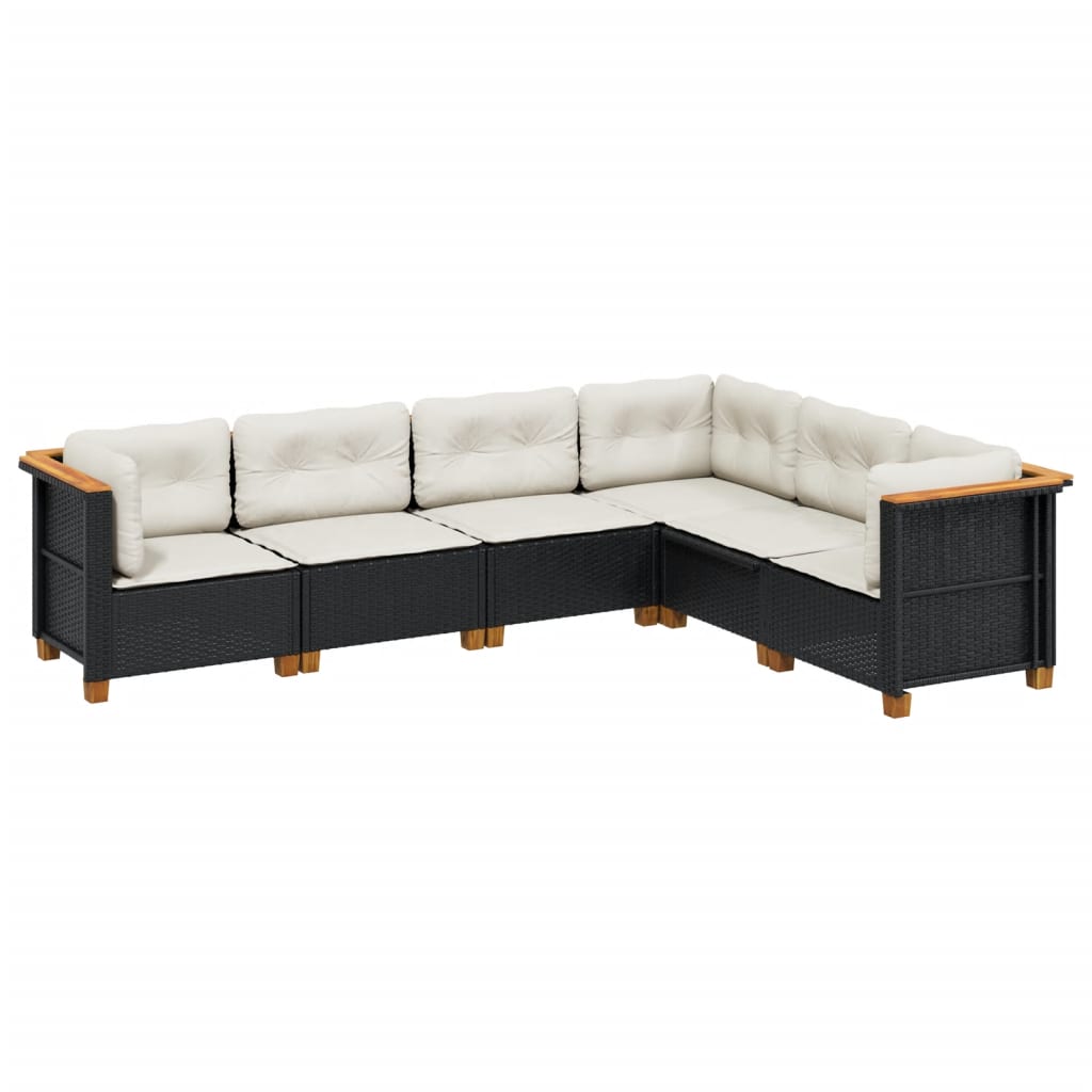 Set mobilier de grădină cu perne, 6 piese, negru, poliratan GartenMobel Dekor