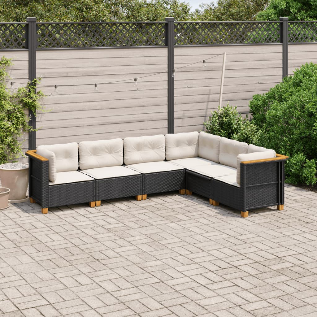 Set mobilier de grădină cu perne, 6 piese, negru, poliratan GartenMobel Dekor