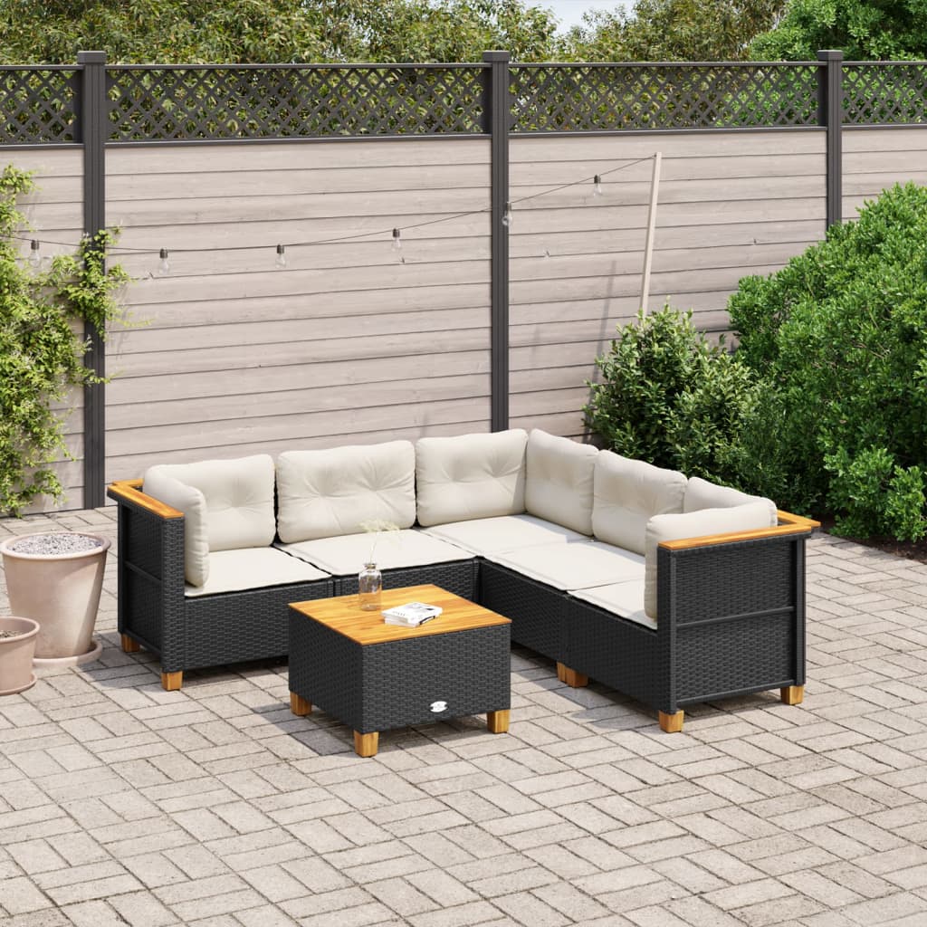 Set mobilier de grădină cu perne, 6 piese, negru, poliratan GartenMobel Dekor