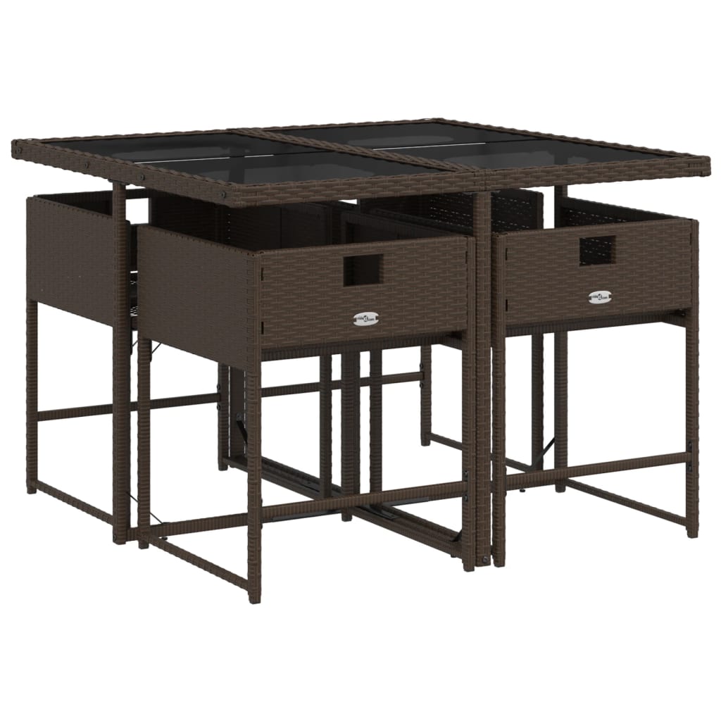 Set mobilier de grădină, 5 piese, cu perne, maro, poliratan GartenMobel Dekor