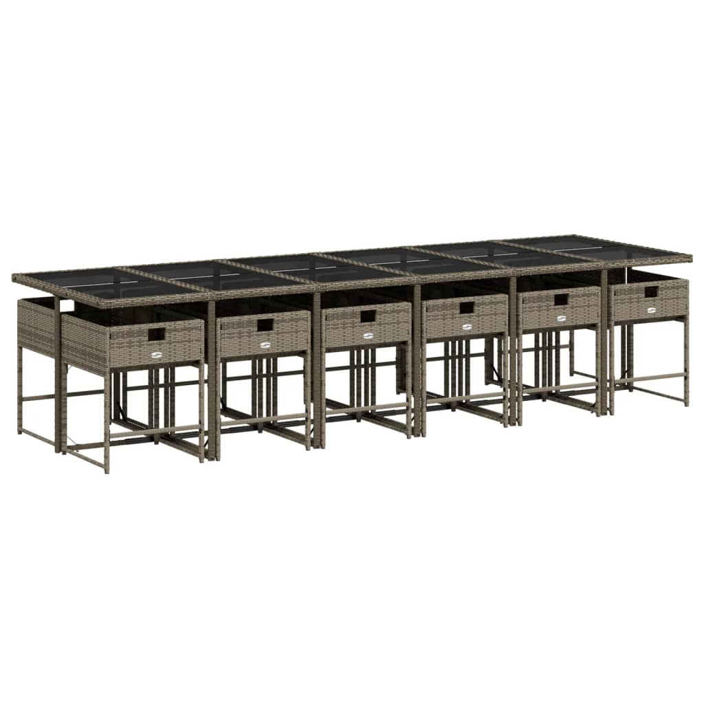 Set mobilier de grădină cu perne, 13 piese, gri, poliratan GartenMobel Dekor