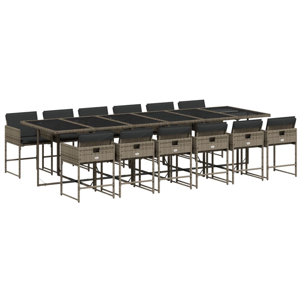 Set mobilier de grădină cu perne, 13 piese, gri, poliratan GartenMobel Dekor