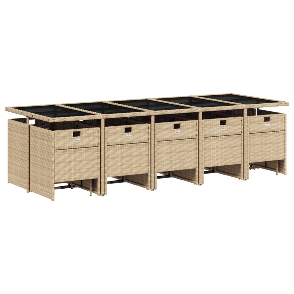 Set mobilier de grădină cu perne, 15 piese, bej, poliratan GartenMobel Dekor
