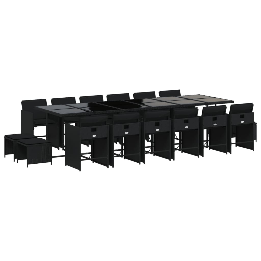 Set mobilier de grădină cu perne, 17 piese, negru, poliratan GartenMobel Dekor