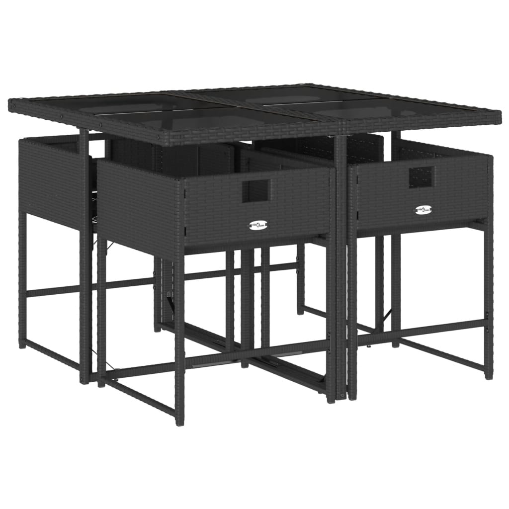 Set mobilier de grădină cu perne, 5 piese, negru, poliratan GartenMobel Dekor