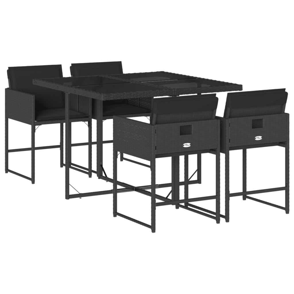 Set mobilier de grădină cu perne, 5 piese, negru, poliratan GartenMobel Dekor