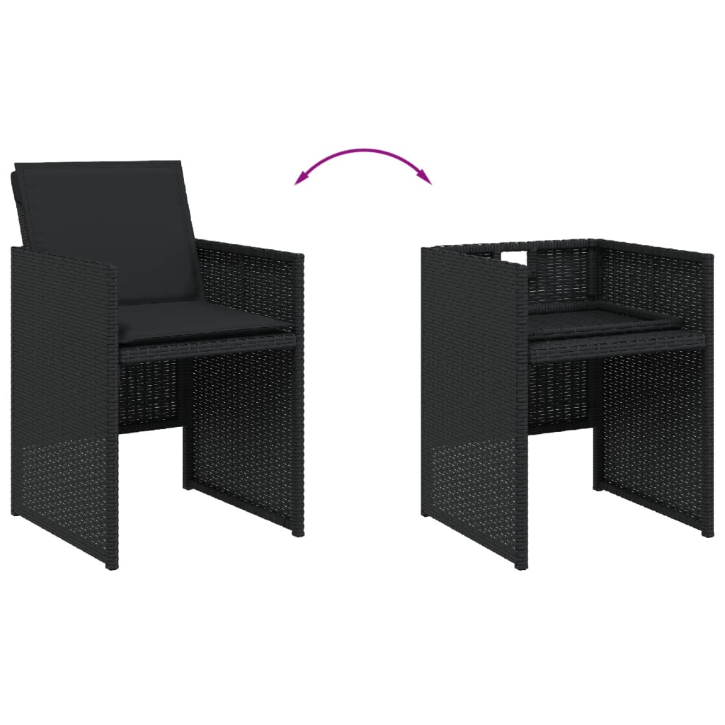 Set mobilier de grădină cu perne, 9 piese, negru, poliratan GartenMobel Dekor