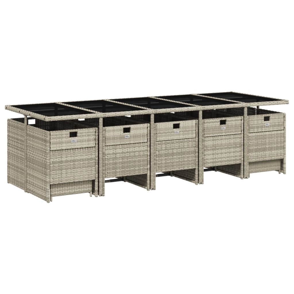 Set mobilier de grădină cu perne 15 piese gri deschis poliratan GartenMobel Dekor