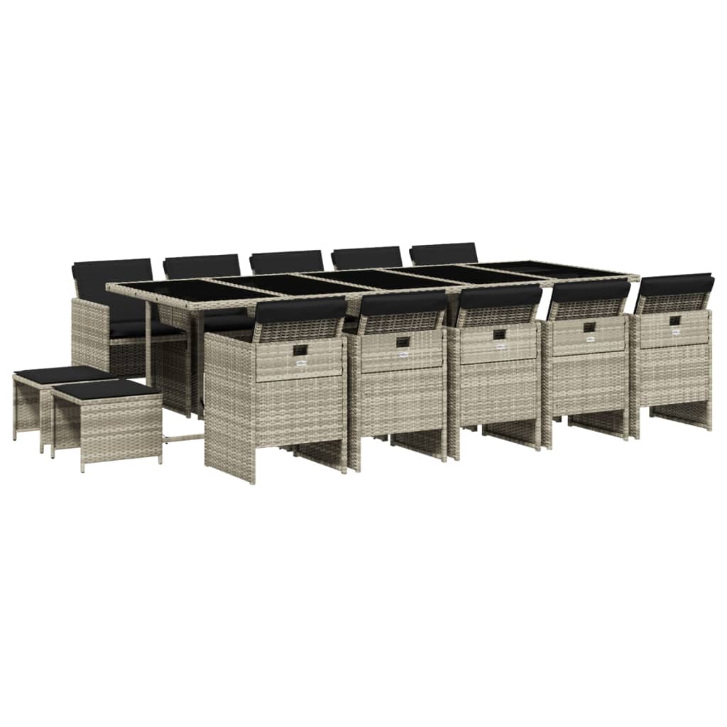 Set mobilier de grădină cu perne 15 piese gri deschis poliratan GartenMobel Dekor