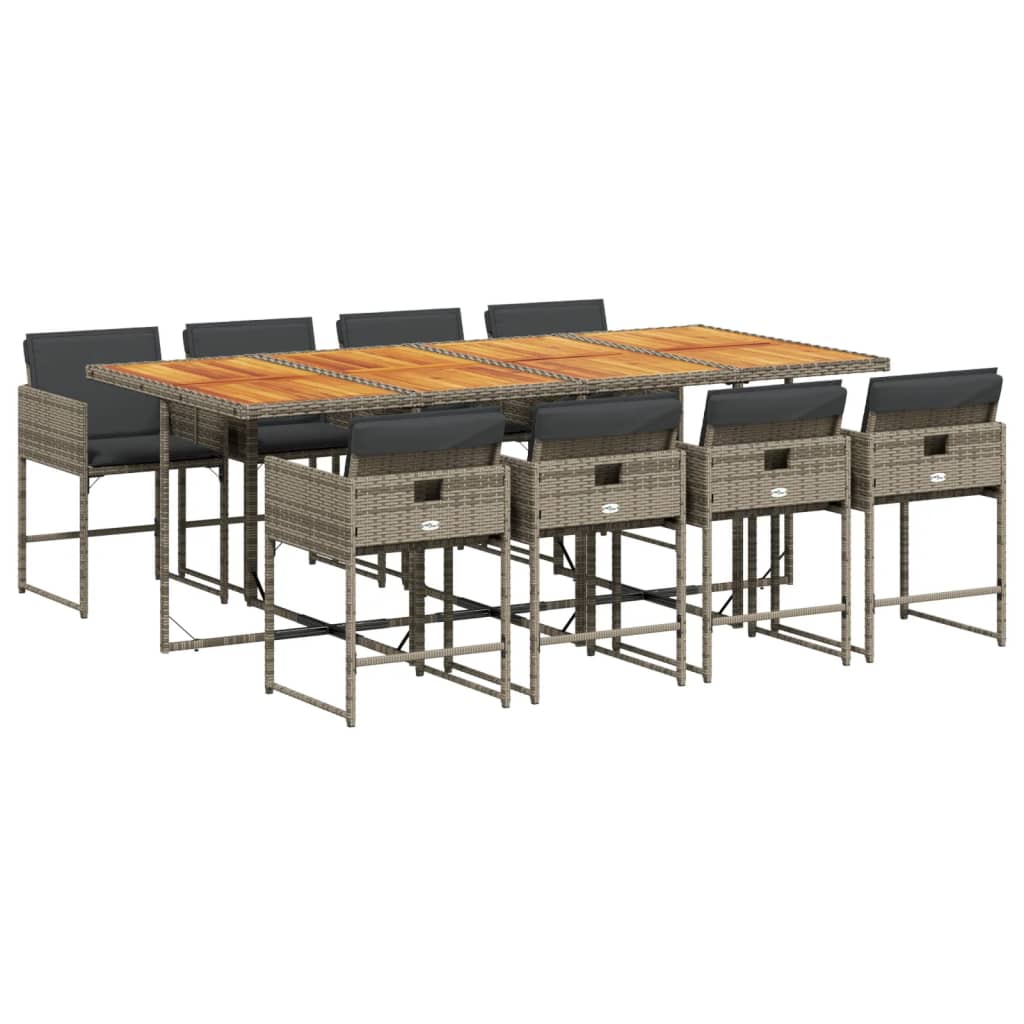 Set mobilier grădină cu perne, 9 piese, gri, poliratan GartenMobel Dekor