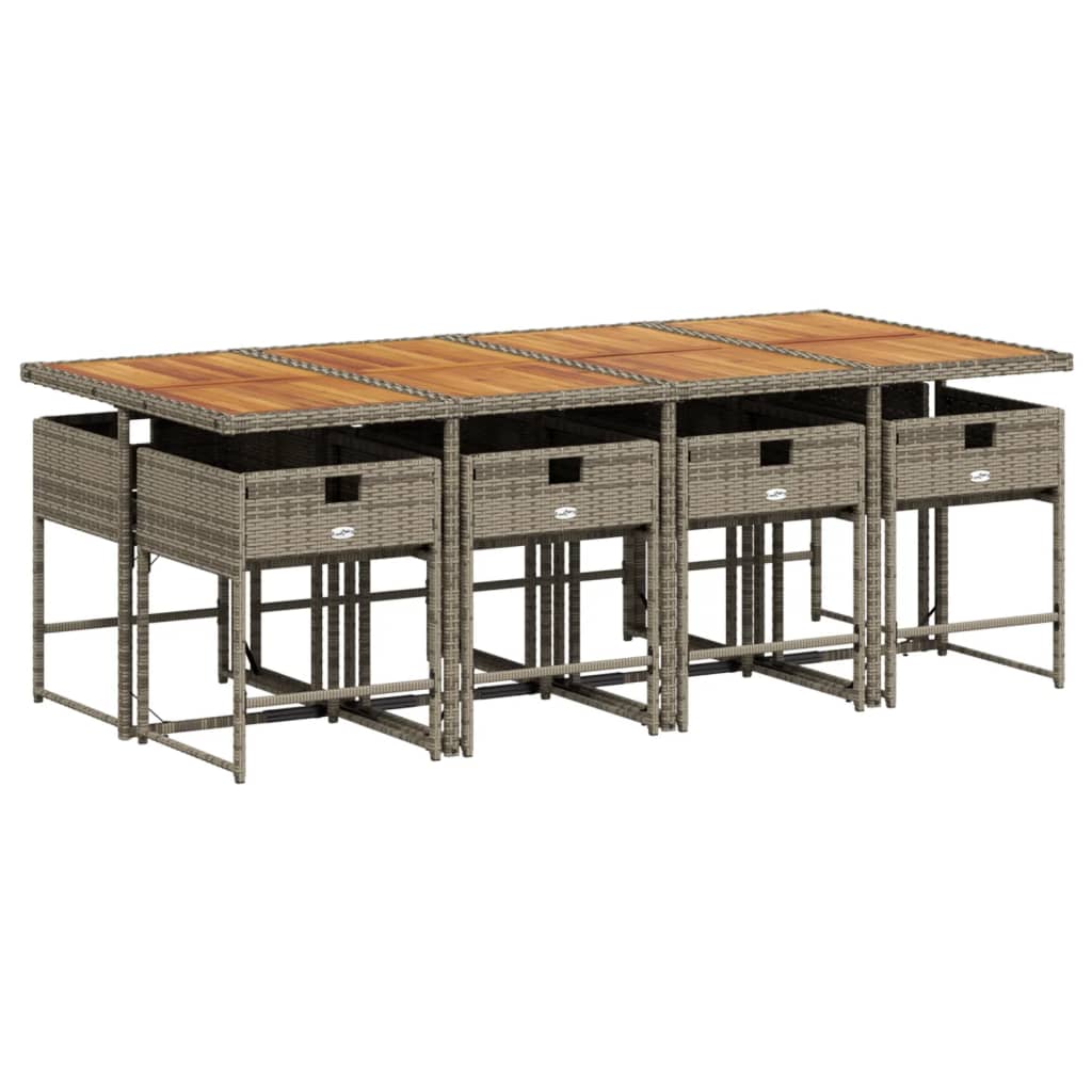 Set mobilier grădină cu perne, 9 piese, gri, poliratan GartenMobel Dekor