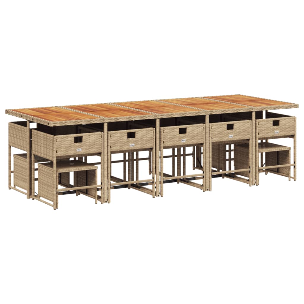 Set mobilier de grădină cu perne, 15 piese, bej, poliratan GartenMobel Dekor