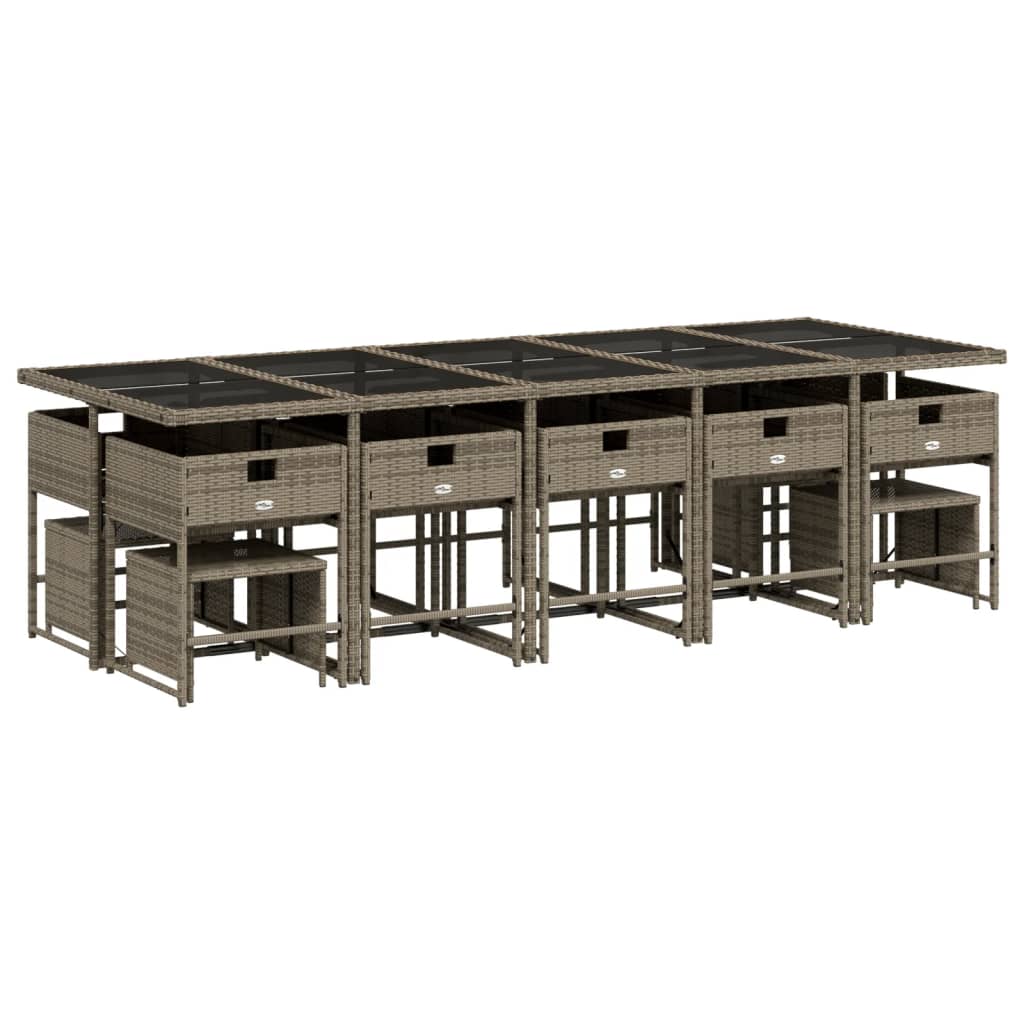 Set mobilier de grădină cu perne, 15 piese, gri, poliratan GartenMobel Dekor